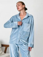Juliana | Long Sleeve Pajama Set – Button Front Shirt and Full Length Lounge Pants