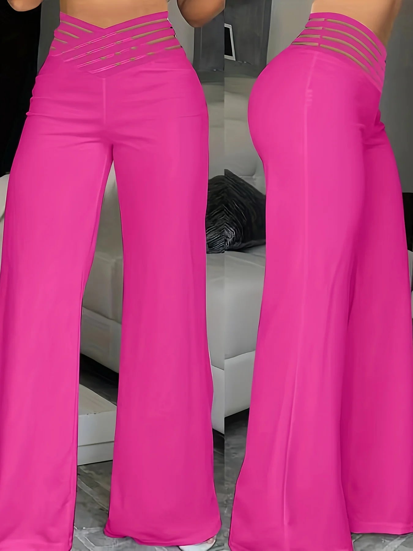 Women's Luxe Wide-Leg Stretch Pants – High-Rise Elegant Trousers with Sculpted Comfort Fit