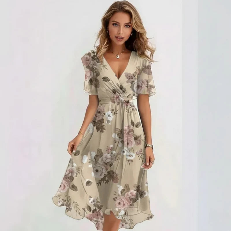 Women’s Modern Wrap V-Neck Midi Dress – Stylish, Flattering & Versatile Outfit