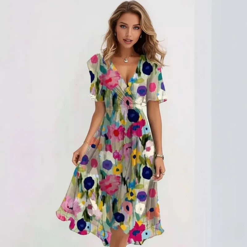 Women’s Modern Wrap V-Neck Midi Dress – Stylish, Flattering & Versatile Outfit