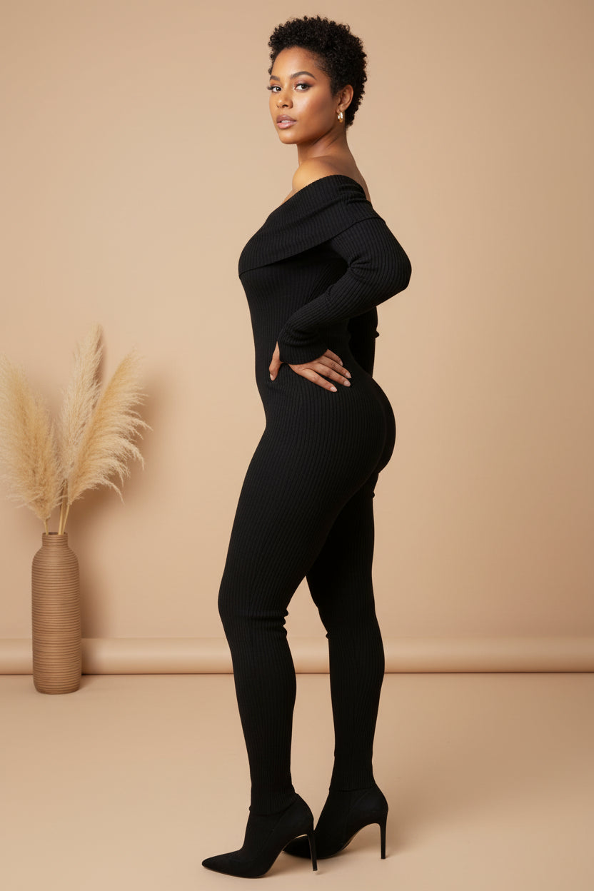 Women's Off Shoulder Slim Fit Jumpsuit – Chic One Piece Evening Outfit