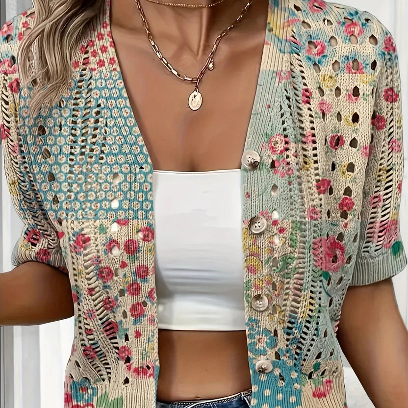 Women’s Open-Knit Short Sleeve Layer - Airy Festival & Beach Ready Outerwear Top