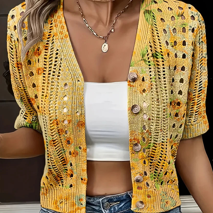 Women’s Open-Knit Short Sleeve Layer - Airy Festival & Beach Ready Outerwear Top