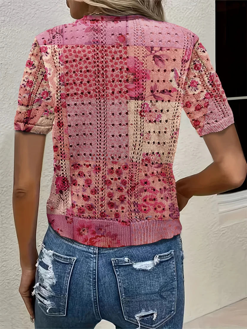Women’s Open-Knit Short Sleeve Layer - Airy Festival & Beach Ready Outerwear Top