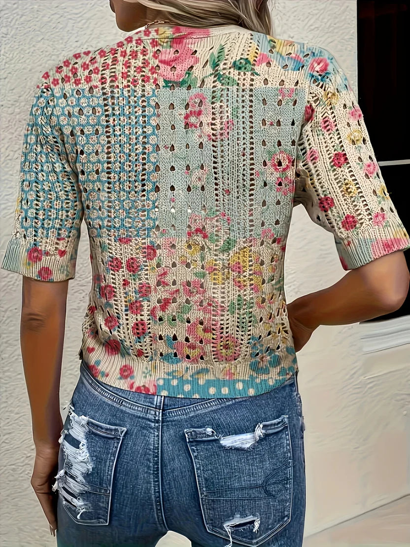 Women’s Open-Knit Short Sleeve Layer - Airy Festival & Beach Ready Outerwear Top