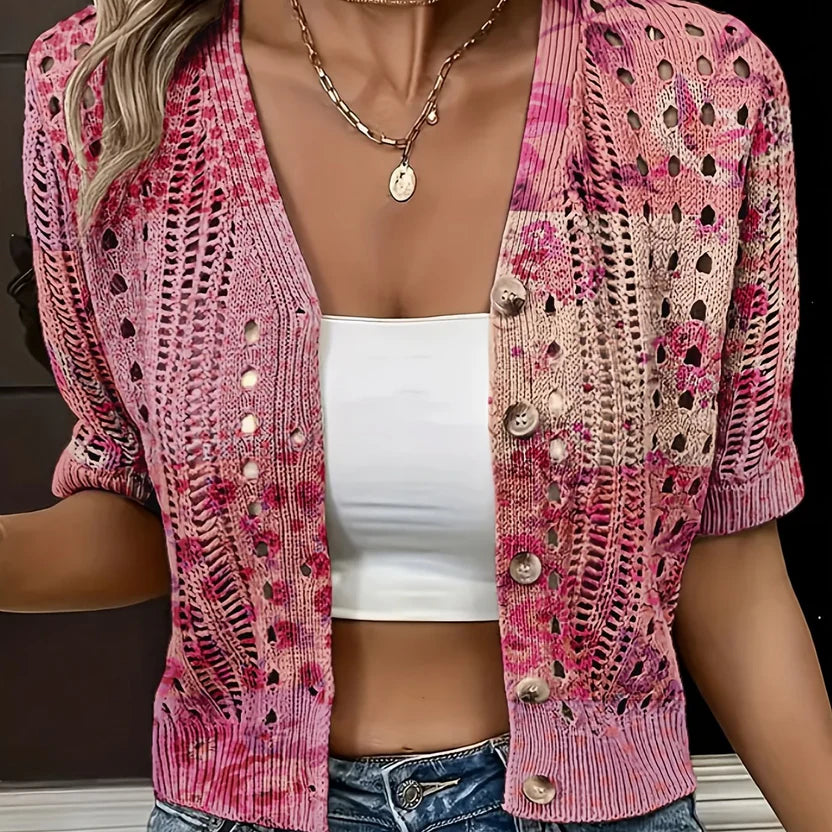 Women’s Open-Knit Short Sleeve Layer - Airy Festival & Beach Ready Outerwear Top