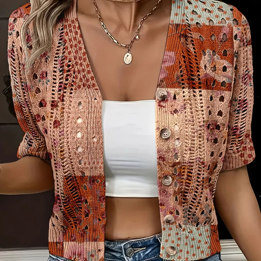 Women’s Open-Knit Short Sleeve Layer - Airy Festival & Beach Ready Outerwear Top