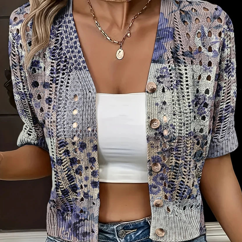 Women’s Open-Knit Short Sleeve Layer - Airy Festival & Beach Ready Outerwear Top