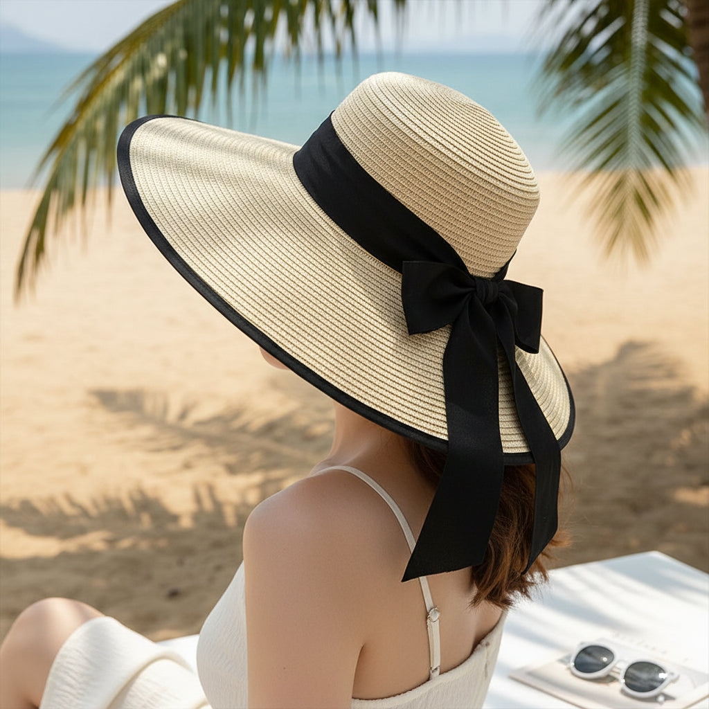 Women's Oversized Wide Brim Beach Sun Hat - Timeless Summer Glamour