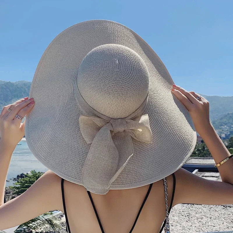 Women's Oversized Wide Brim Beach Sun Hat - Timeless Summer Glamour