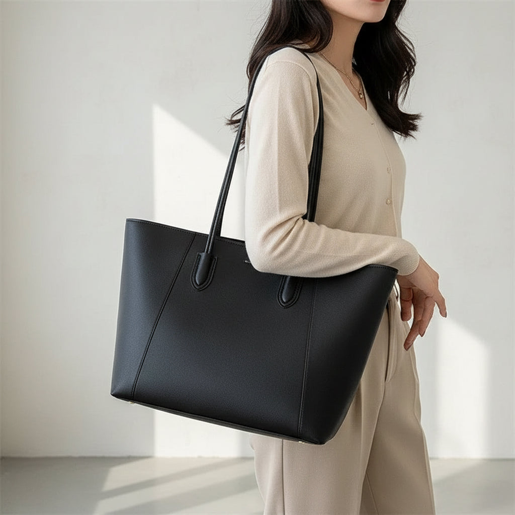 Women's Oversized Work Tote Bag – Elegant Shoulder Carryall with Protective Base Feet