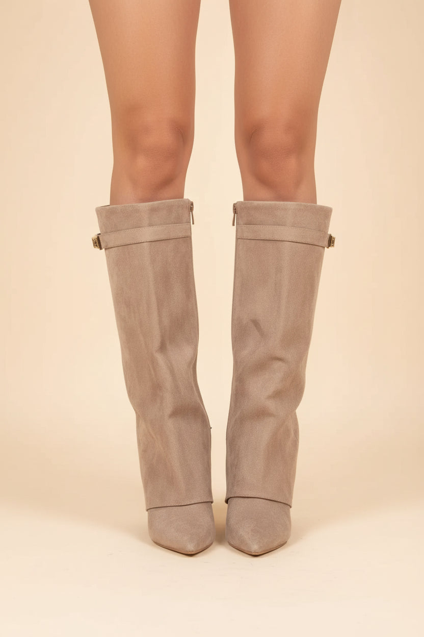 Women's Pointed Toe Wedge Knee Boots – Sleek Tall Fashion Boots
