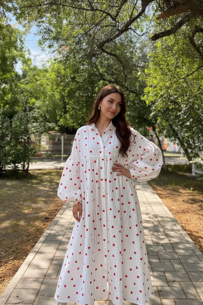 Women's Relaxed Collared Maxi Shirt Dress - Lightweight Button-Up Long Sleeve Summer Essential