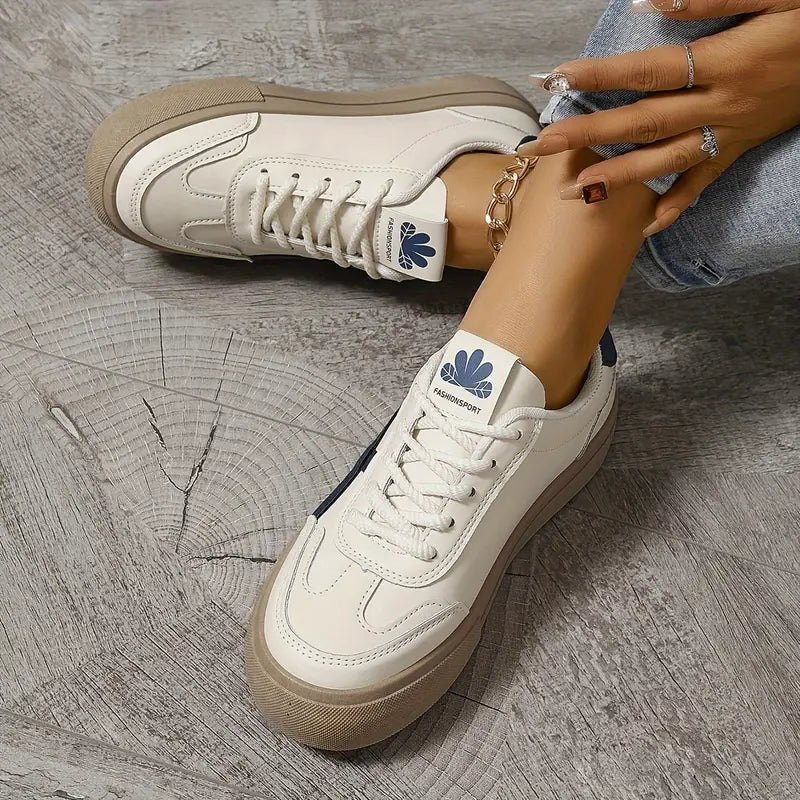 Women's Retro Panel Lace-Up Sneakers – Casual Low Top Street Style Shoes