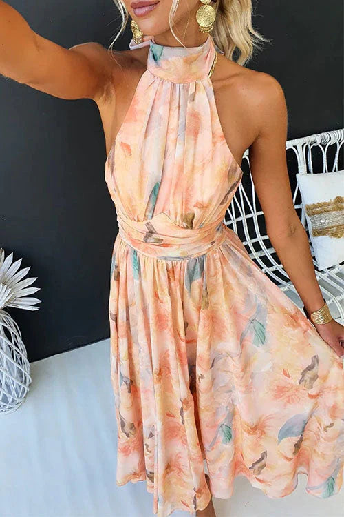 Women's Sleeveless Halter Maxi Dress – Chic Wedding Guest Outfit for Evening Events
