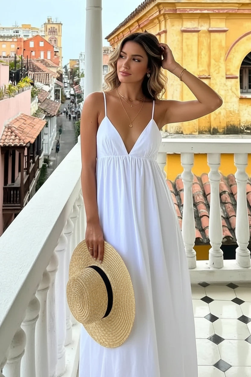 Women's Sleeveless Open-Back Long Dress – Casual Chic Vacation Maxi Sundress