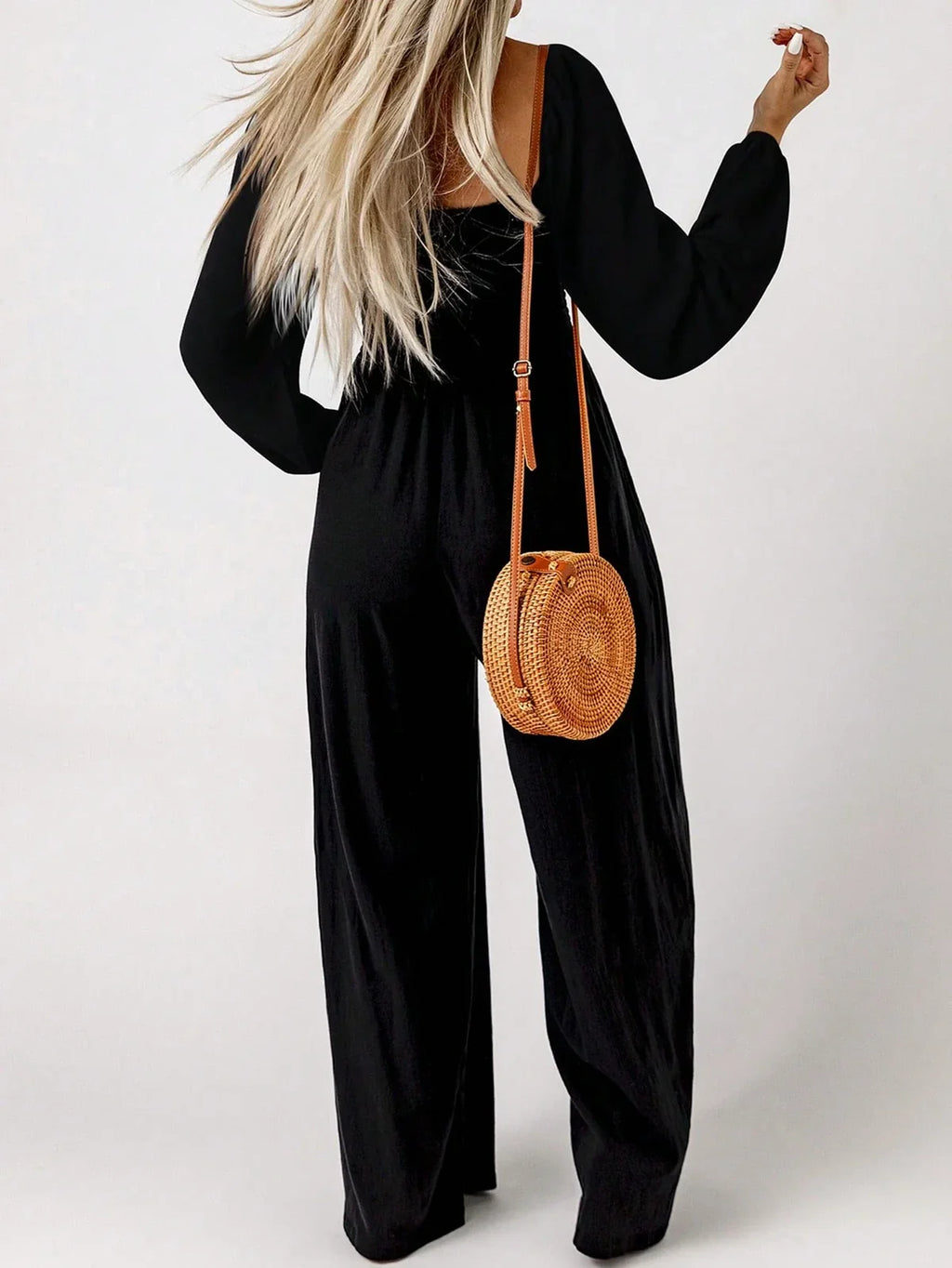 Women's Smocked Waist Jumpsuit – Long Sleeve Casual One Piece Outfit
