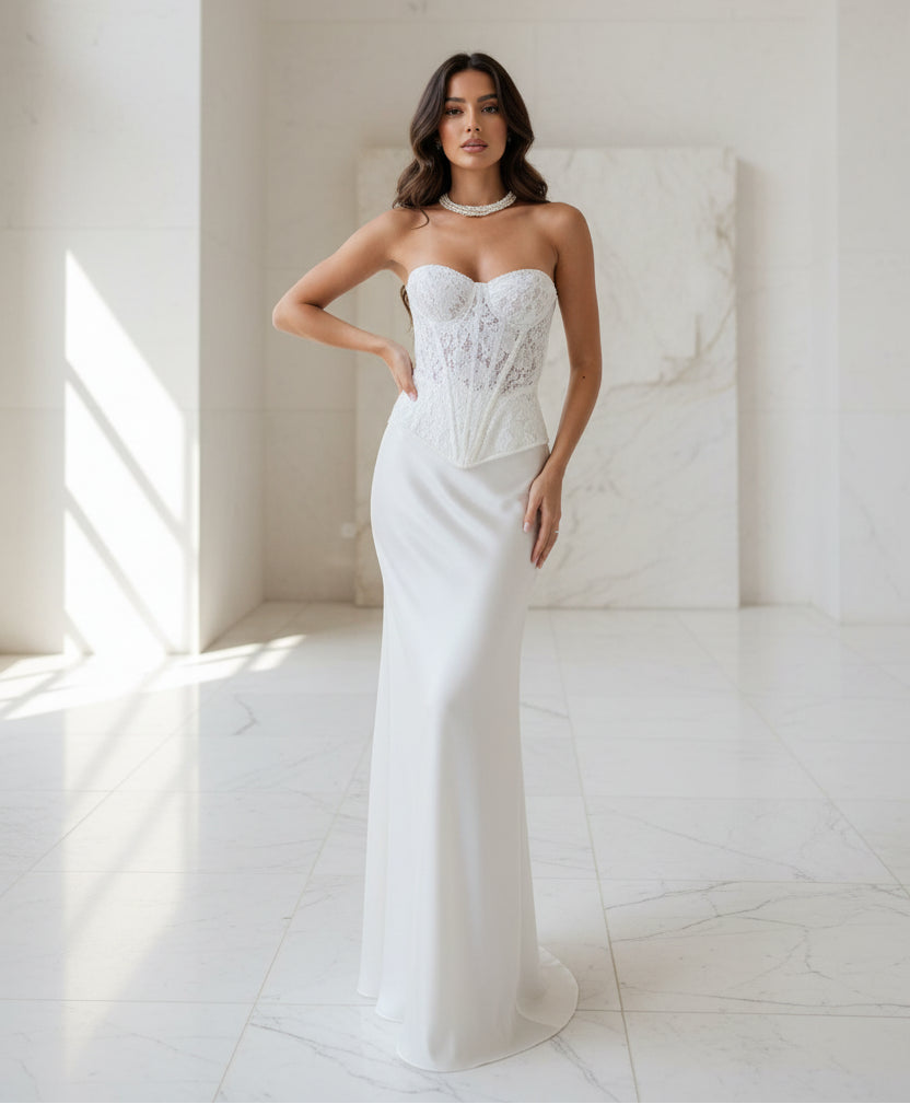 Women's Strapless Co Ord Set – Elegant Two Piece Outfit for Weddings and Special Events