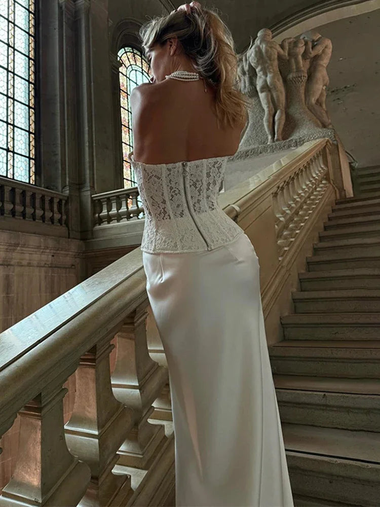 Women's Strapless Co Ord Set – Elegant Two Piece Outfit for Weddings and Special Events