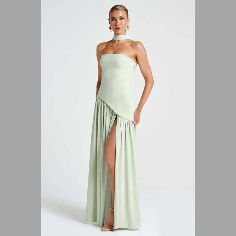 Women’s Strapless Evening Gown with Matching Scarf – Elegant Formal Event Dress