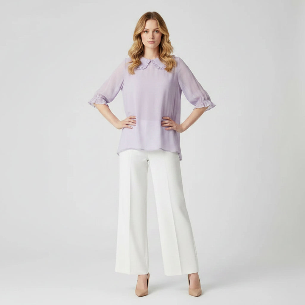 Women’s  Stylish Frill Accent Blouse – Modern Blouse for Everyday & Events
