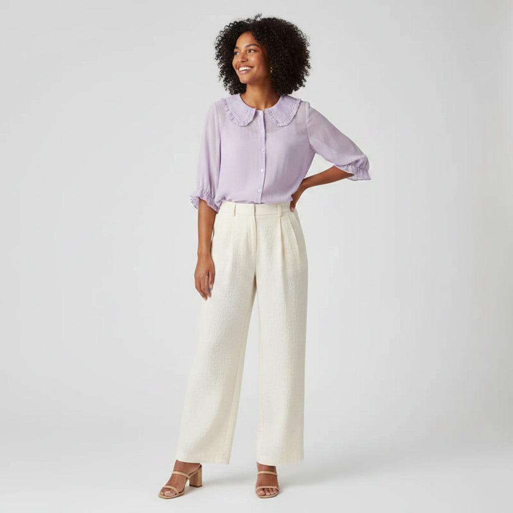Women’s  Stylish Frill Accent Blouse – Modern Blouse for Everyday & Events