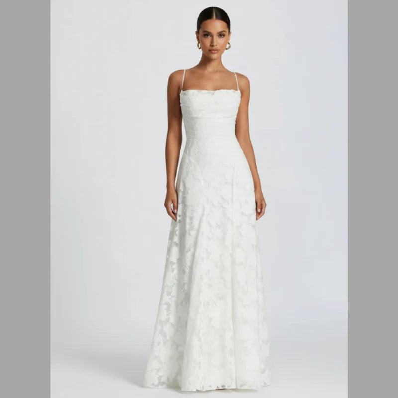 Women’s Summer A Line Maxi Dress - Airy Tie-Back Straps Style