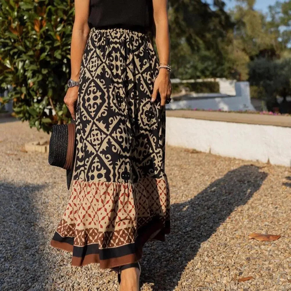 Women’s Sunlit Breeze High-Waist Midi Skirt - Lightweight Flowing A-Line Summer Skirt