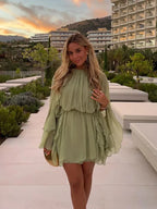 Elodie | Tiered Ruffle Mini Dress – Long Sleeve Lightweight Summer Chic