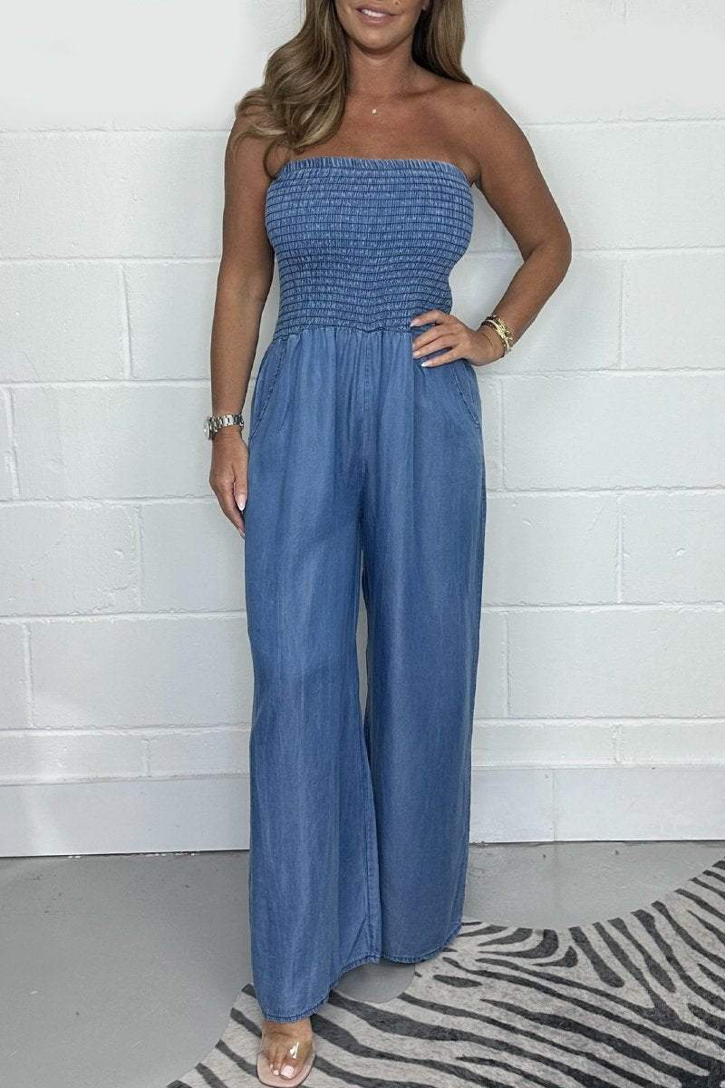 Women's Vintage Washed Denim One-Piece Jumpsuit – Stylish Utility Romper for Everyday Street Fashion