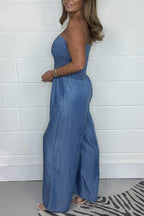 Emilia |  Vintage Washed Denim One-Piece Jumpsuit – Stylish Utility Romper for Everyday Street Fashion