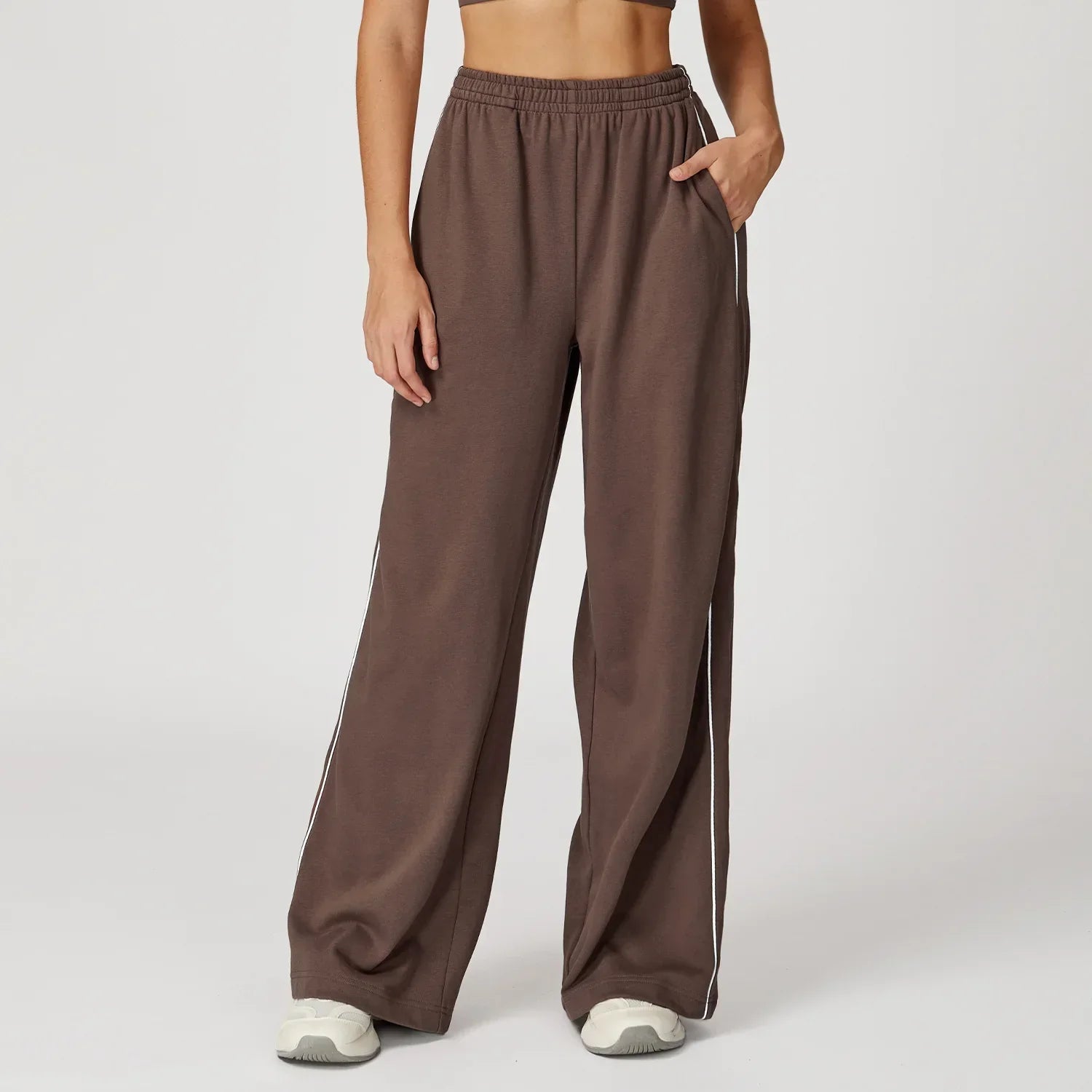 Women's Wide Leg Sweat Pants – High Rise Elastic Waist Casual Trousers