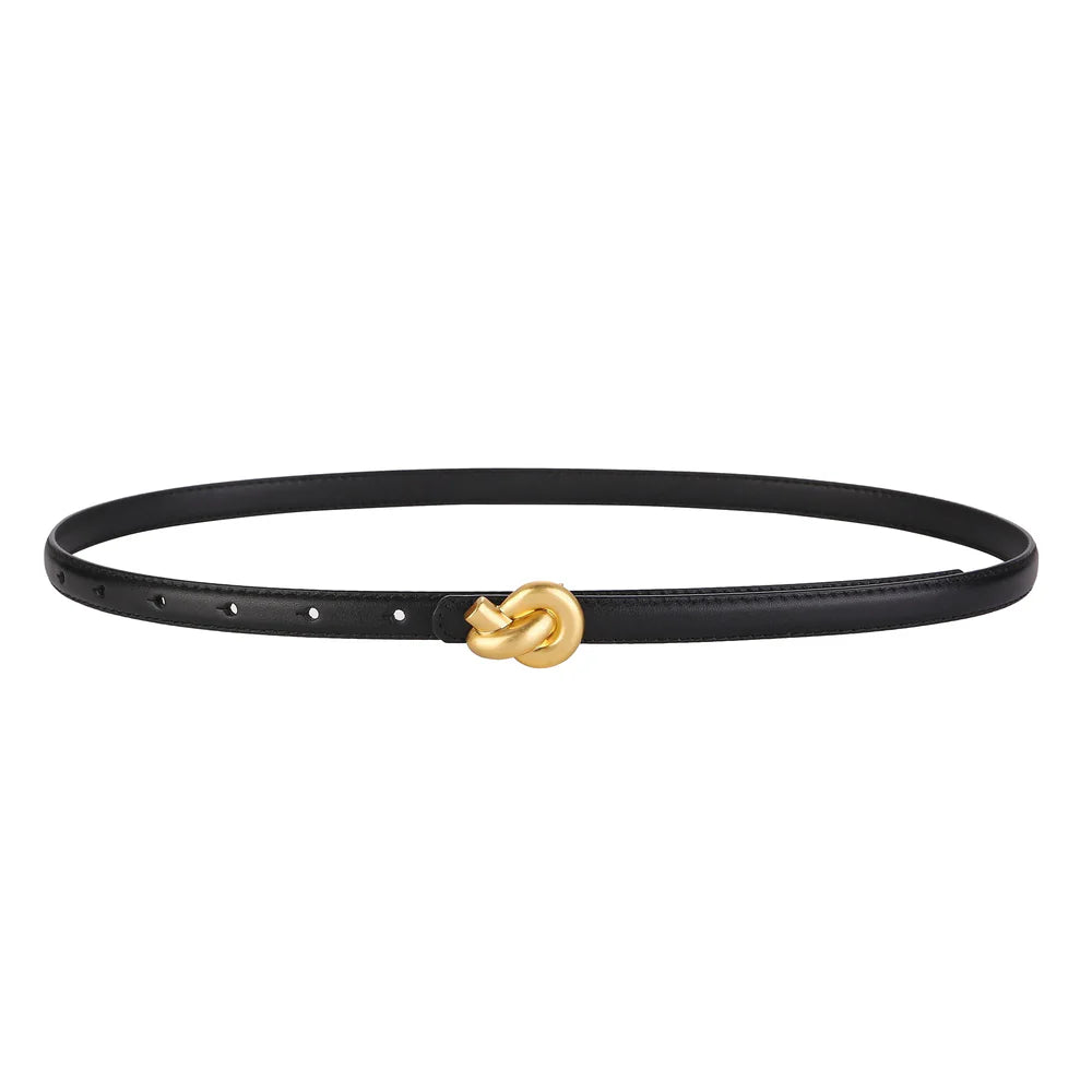 Women's Elegant Slim Waist Belt with Knot Buckle - Versatile Everyday Essential