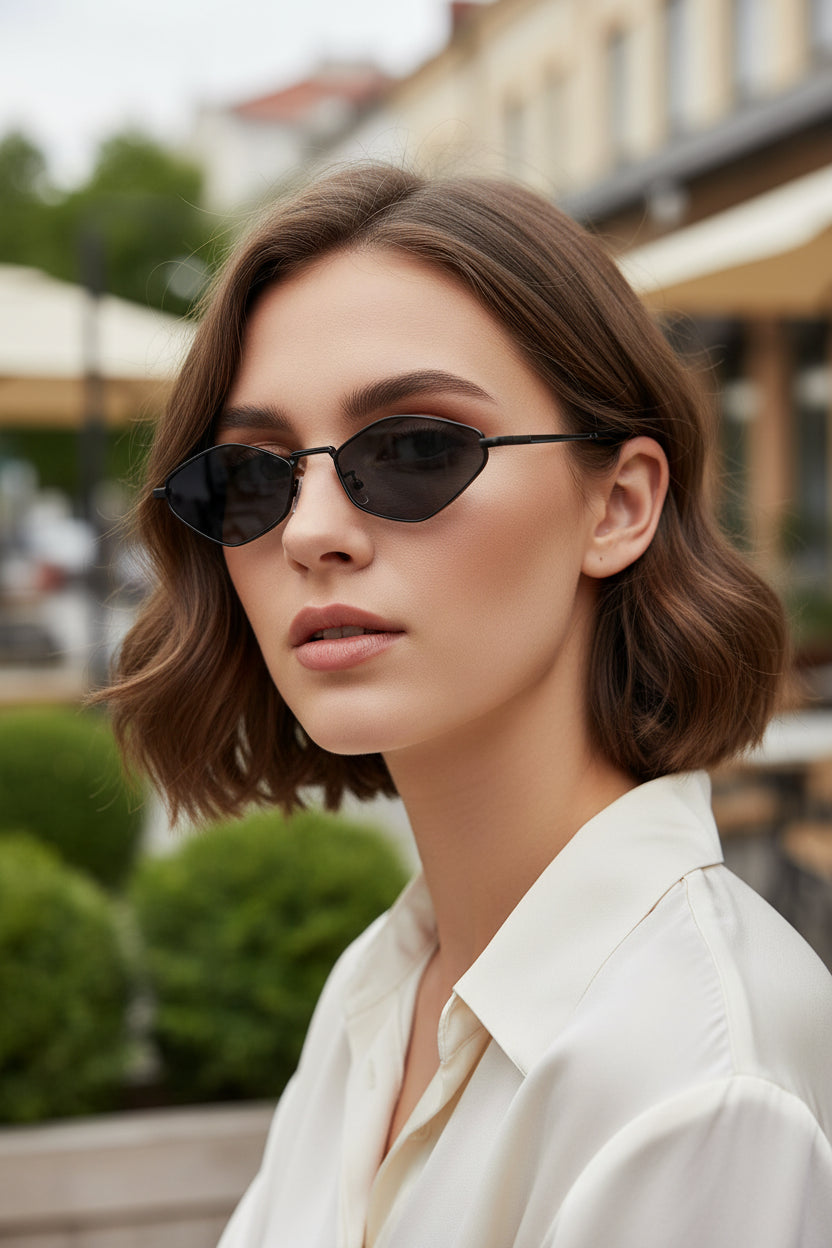 Women's Retro-Inspired Narrow Frame Sunglasses - Classic Street Style Eyewear