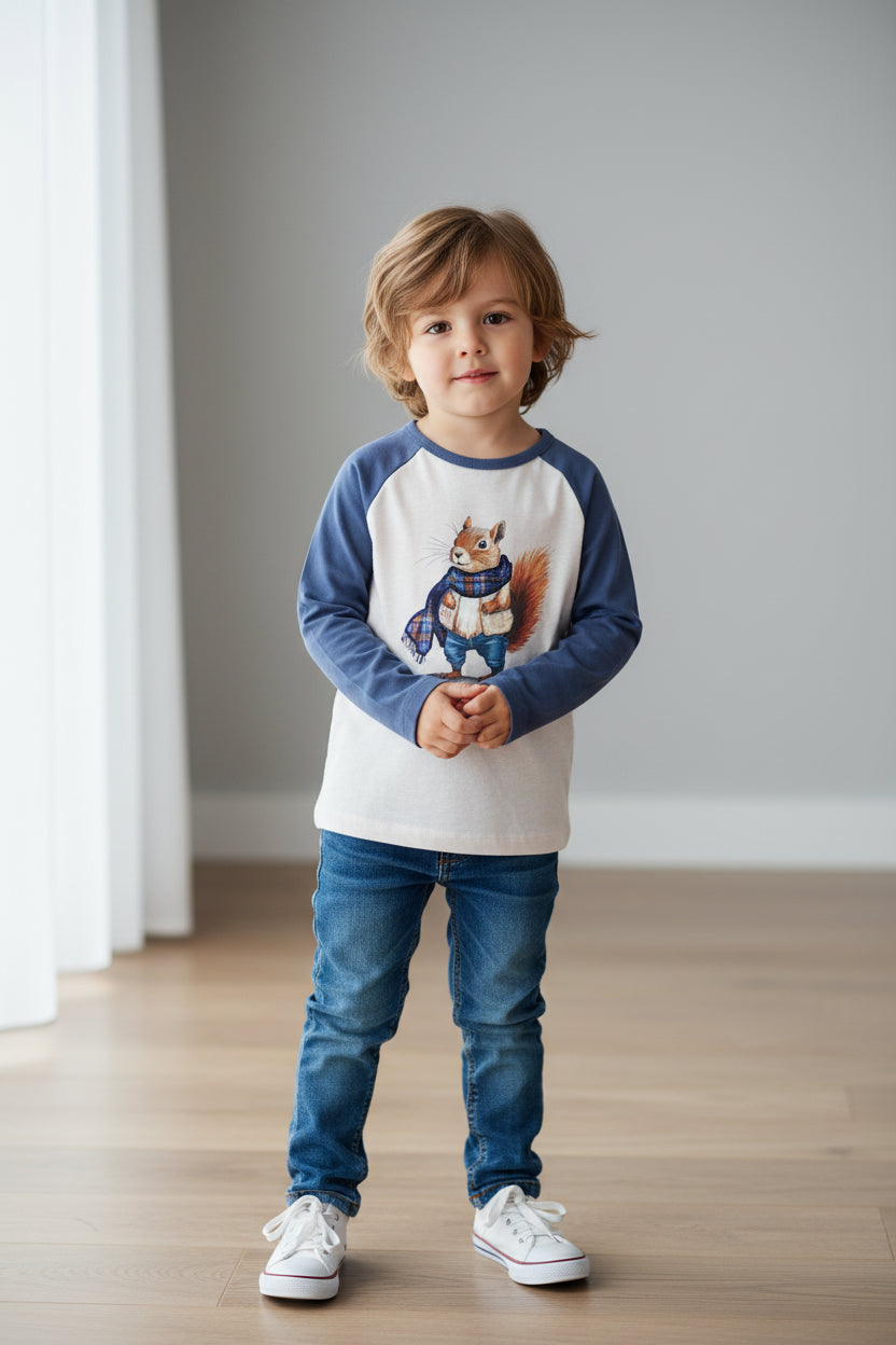 Adventure Nature Squirrel Illustration Long Sleeve T-Shirt – Wildlife Streetwear Style
