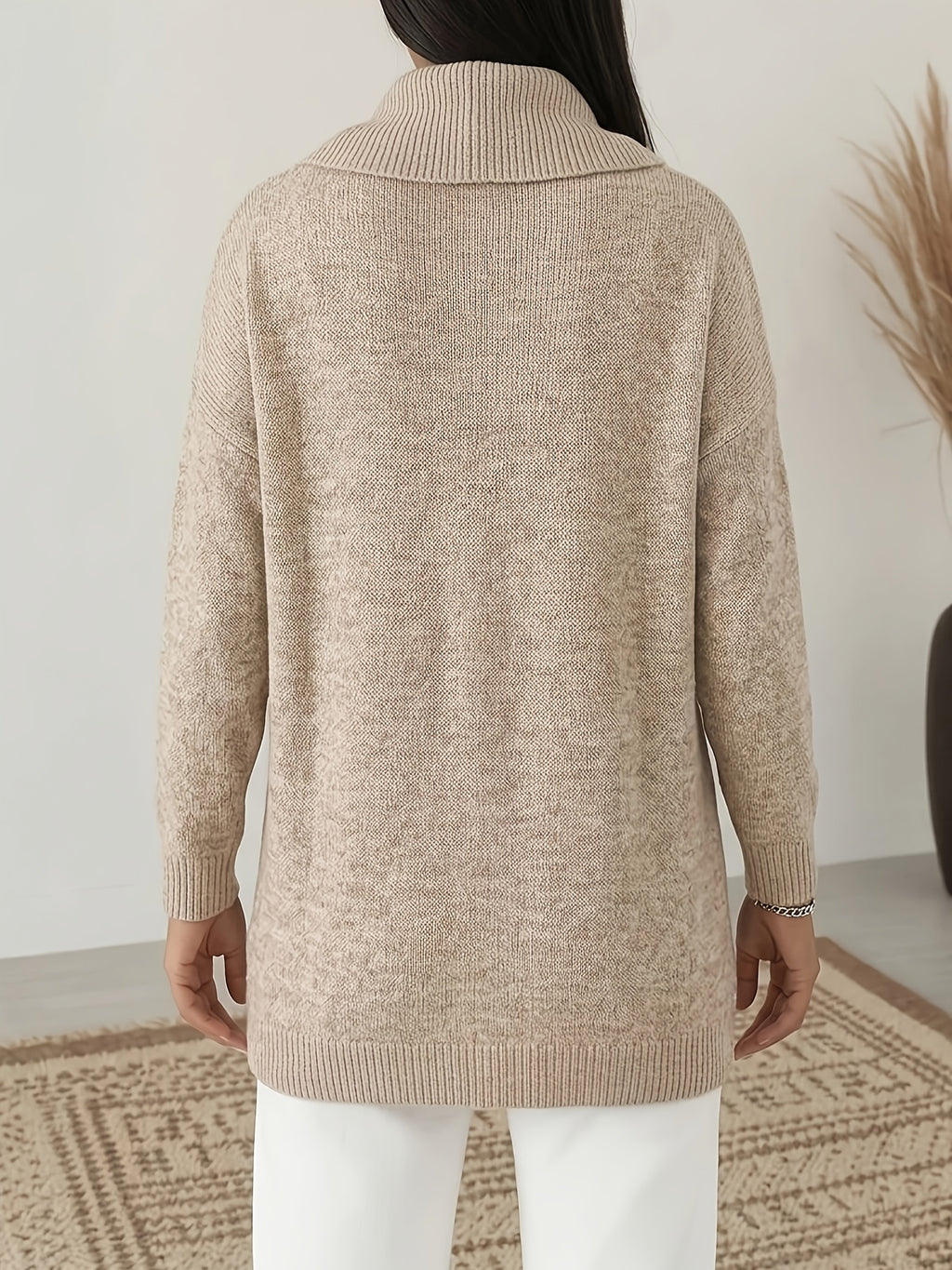 Plus Size, MVQH Women's Plus-Size Oversized Slouchy Turtleneck Sweater - Loose Pullover with, Warm Winter Sweater Suitable for Fall/Winter, Machine Washable Cozy Sweater for Layering, Casual & Office Wear (No Transparency)