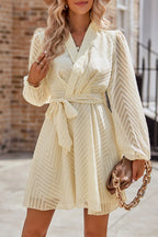 Madeleine | V-Line Striped Mini Dress – Elegant Slim-Fit Fashion Dress