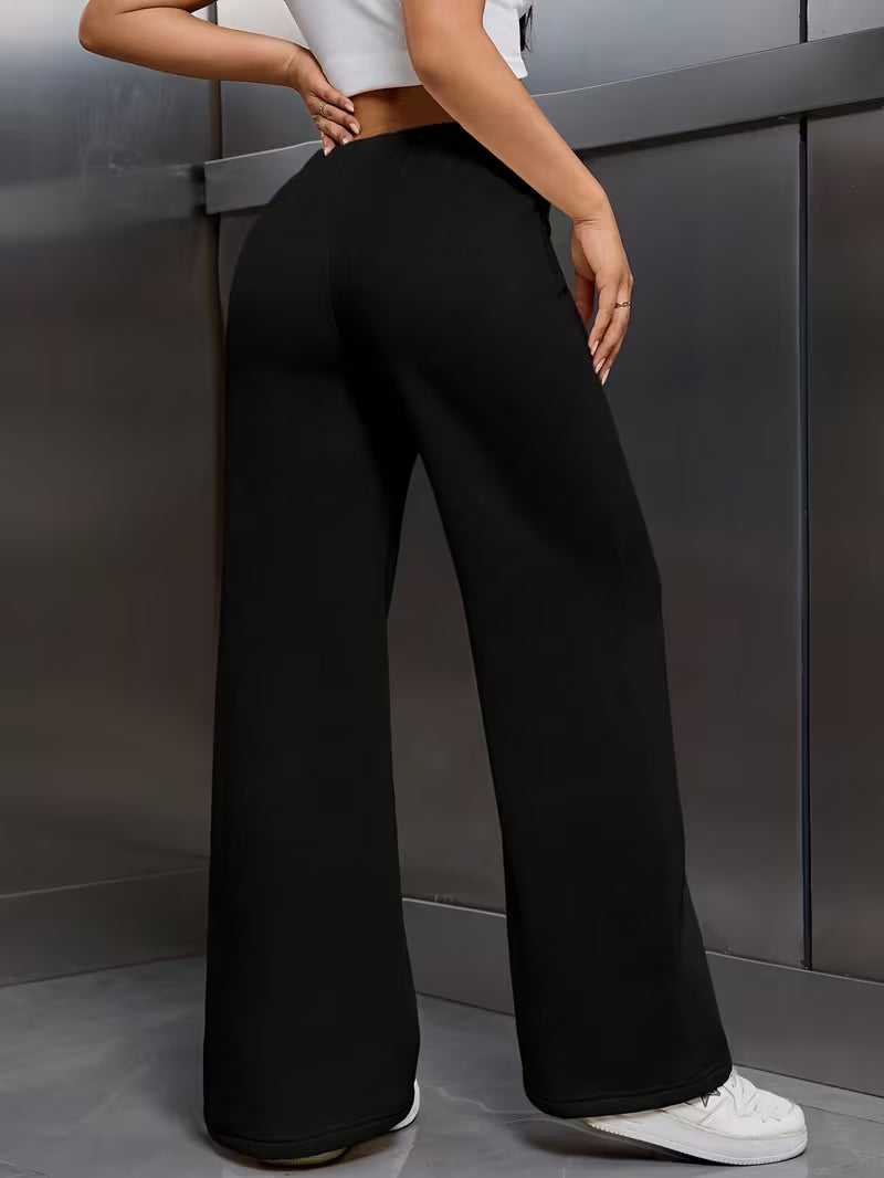 Freya | Drawstring-Waist Wide-Leg Fleece Sweatpants - Relaxed Fit Cold-Weather Loungewear