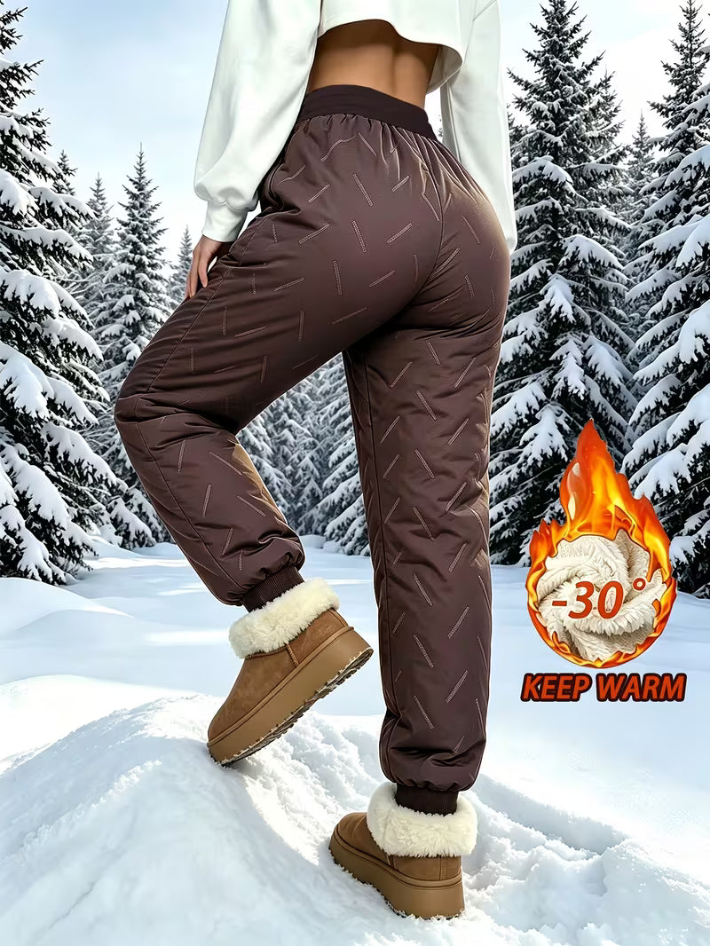 Amber | High-Waist Quilted Thermal Snow Pants - Cuffed Winter Cold-Weather Activewear