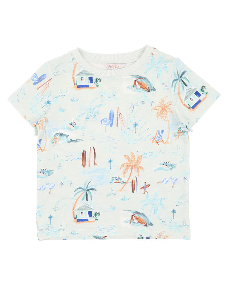 Beach Inspired Relaxed Fit Printed T Shirt - Casual Vacation Ready Graphic Tee