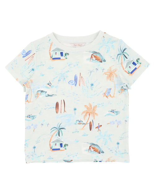 Beach Inspired Relaxed Fit Printed T Shirt - Casual Vacation Ready Graphic Tee