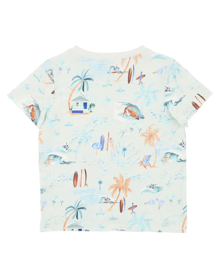 Beach Inspired Relaxed Fit Printed T Shirt - Casual Vacation Ready Graphic Tee