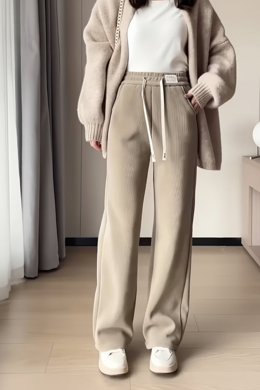 Josefin | Drawstring Fleece-Lined Wide-Leg Lounge Pants – Cozy Fall and Winter Comfort Apparel