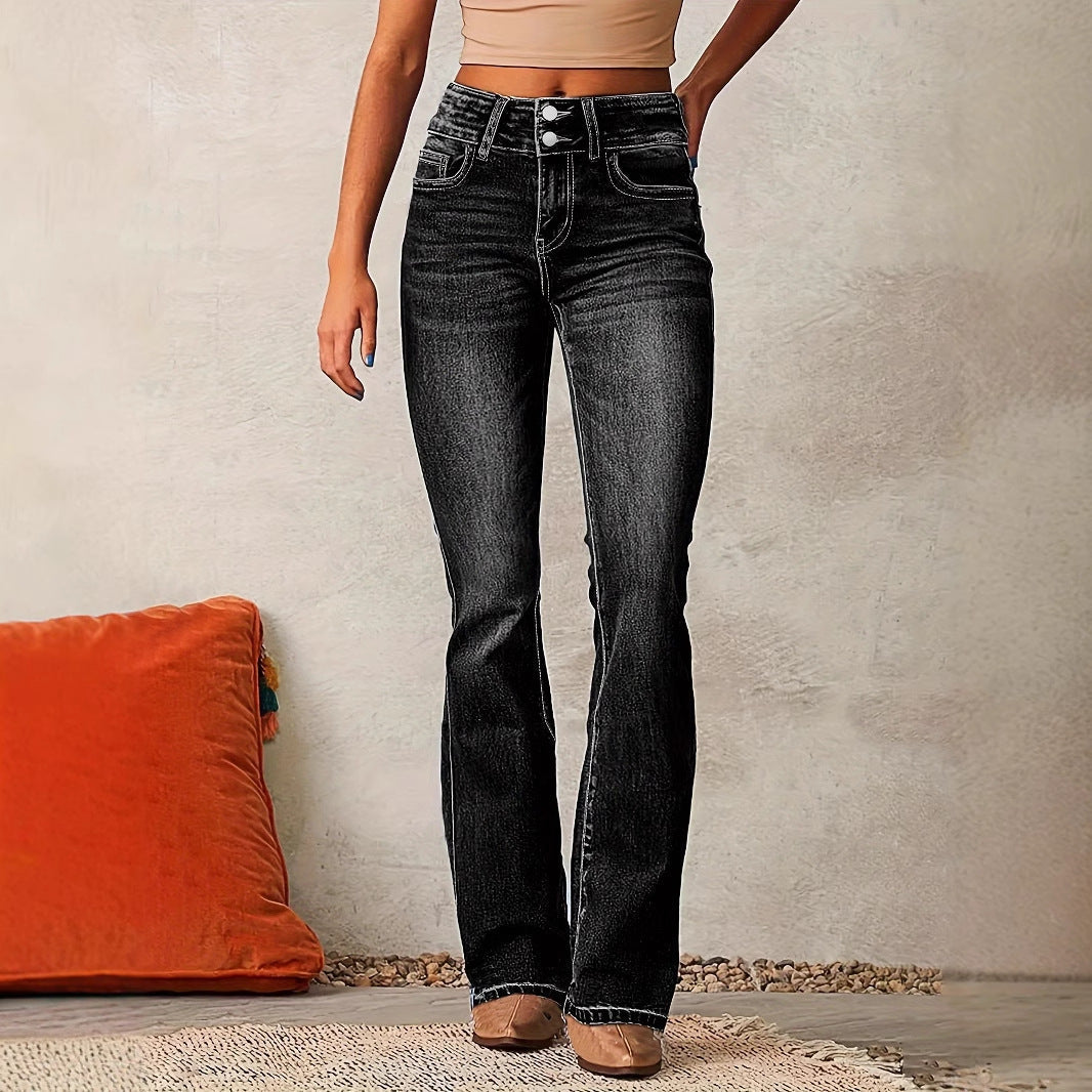 Frida | High-Waist Bootcut Denim Jeans – Sculpting Fall and Winter Casual Apparel