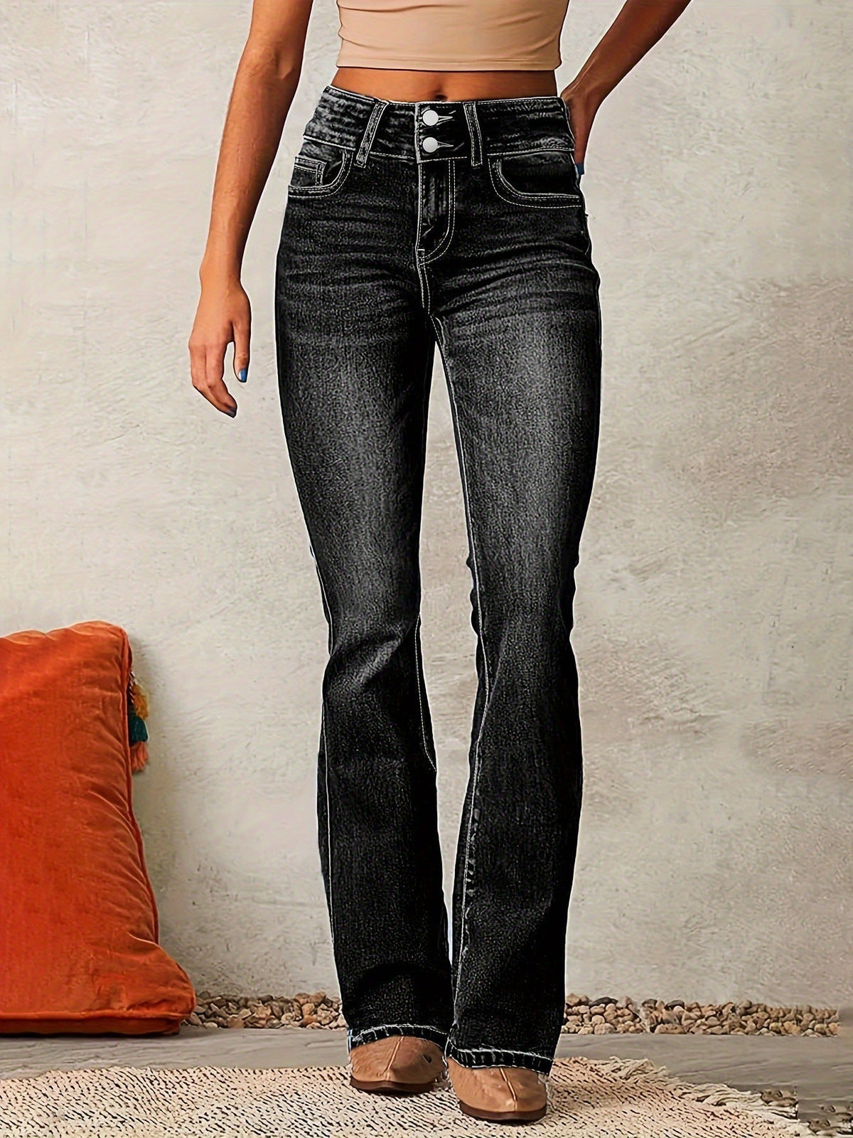 Frida | High-Waist Bootcut Denim Jeans – Sculpting Fall and Winter Casual Apparel