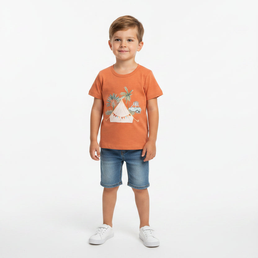 Camping Tent Graphic T-Shirt – Outdoor Adventure Short Sleeve Casual