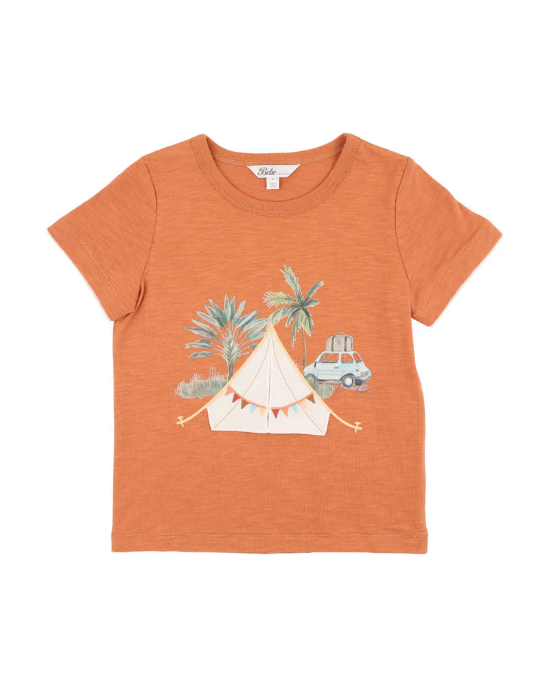 Camping Tent Graphic T-Shirt – Outdoor Adventure Short Sleeve Casual