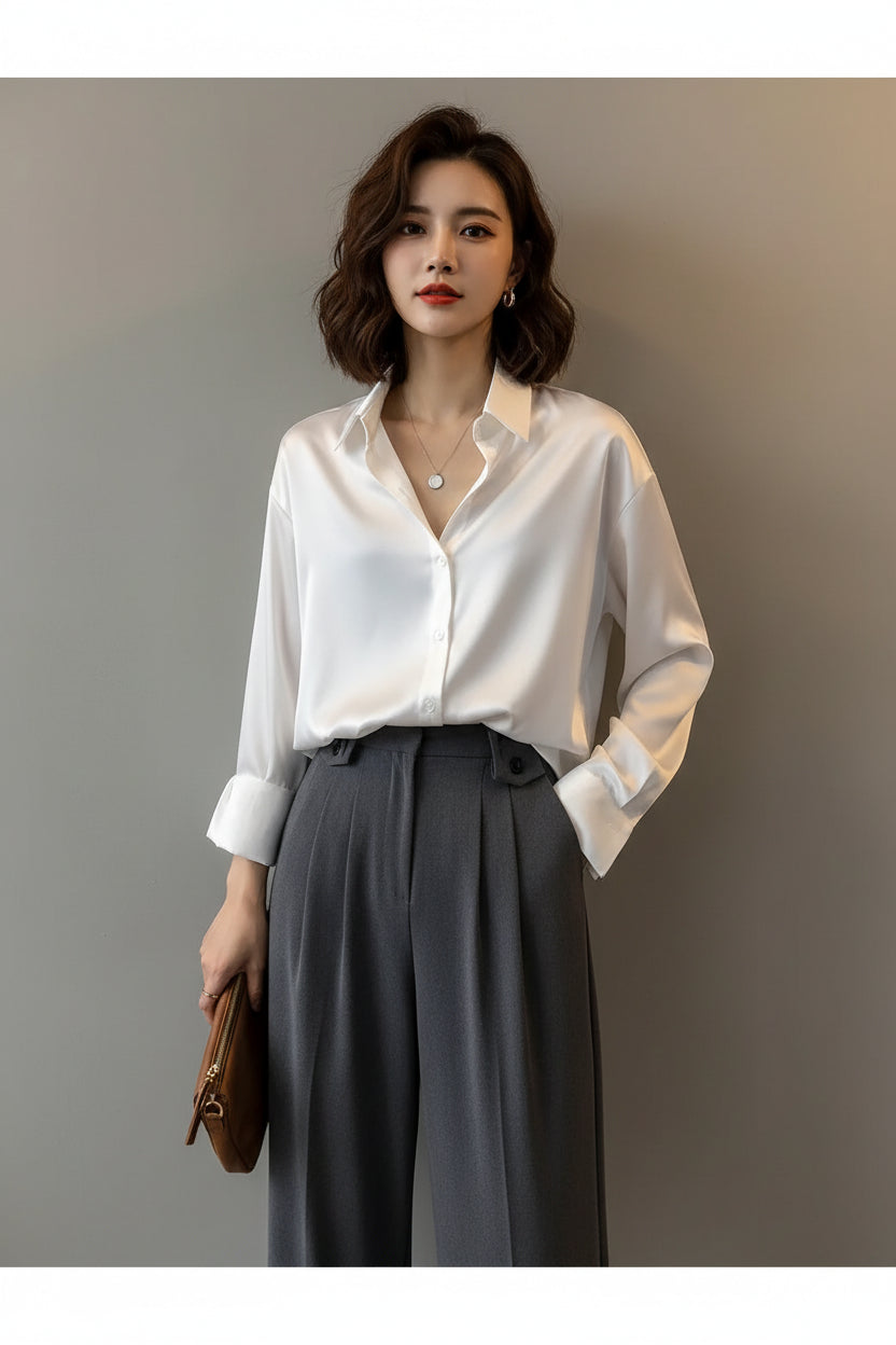 Women’s Casual Long Sleeve Blouse – Classic Button Front Everyday Shirt