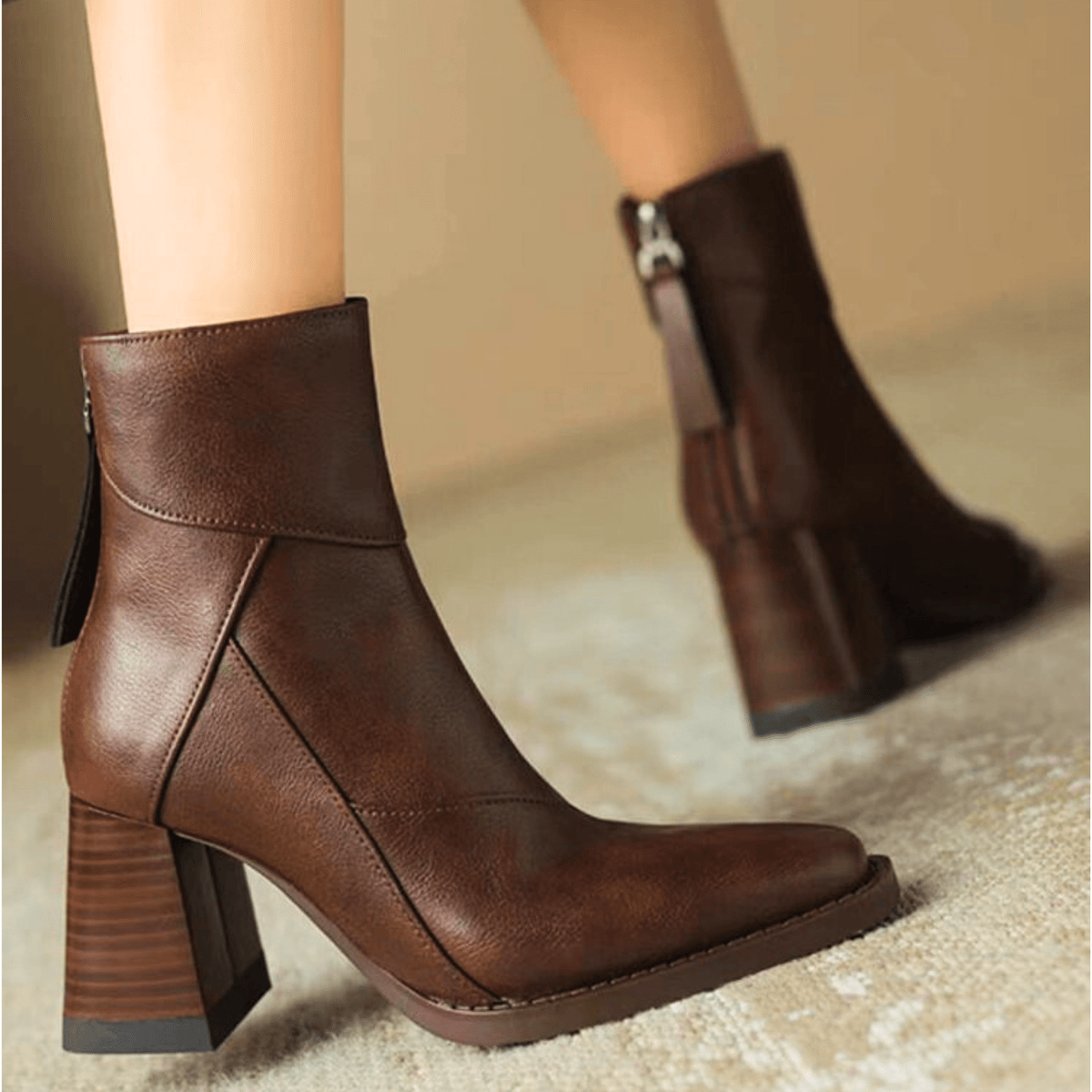 Nancy | Back-Zip Block-Heel Ankle Boots – Fall Fashion and Footwear Apparel