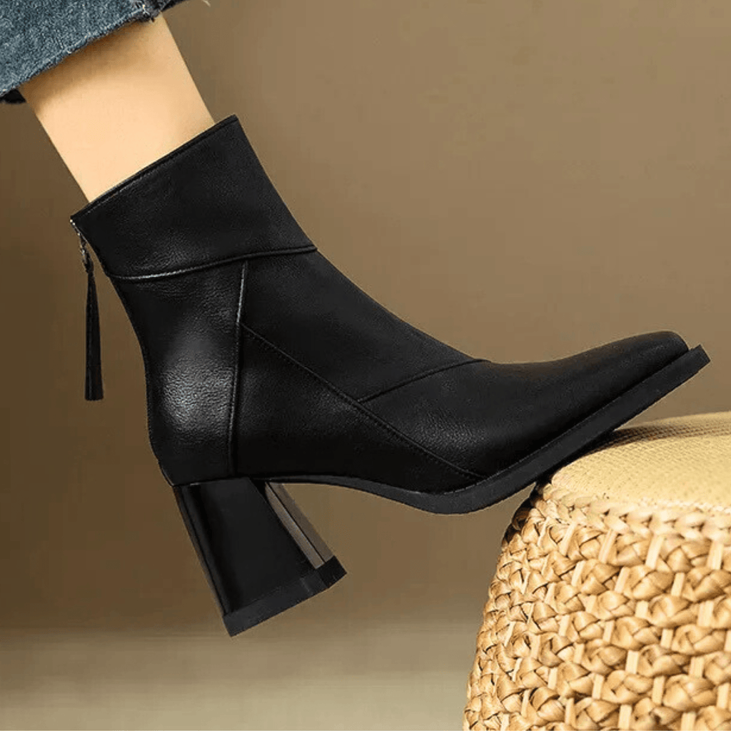 Nancy | Back-Zip Block-Heel Ankle Boots – Fall Fashion and Footwear Apparel